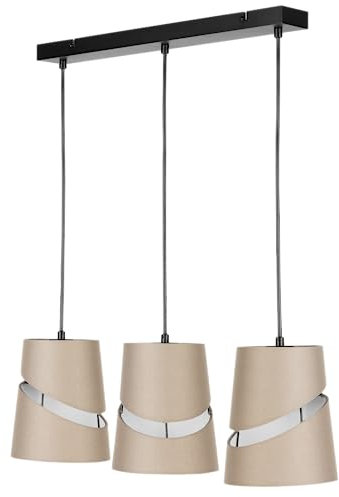 REV Hängelampe 3-flammig E27. Deckenlampe Wohnzimmer (LxBxH) 60x16x120cm - verstellbare Pendelleuchte. Lampenschirme Ø16cm, beige