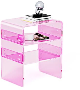 Beistelltisch aus transparentem Acryl, 3-stöckig, schlanker Nachttisch mit robustem Design, perfekt für Schlafzimmer, Wohnzimmer oder moderne Inneneinrichtungen, ideal als Nachttisch oder