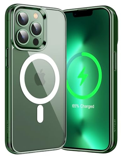 JETech Magnetic Case for iPhone 13 Pro 6.1-Inch Compatible with MagSafe Wireless Charging, Shockproof Phone Bumper Cover, Anti-Scratch Clear Back (Alpine Green)