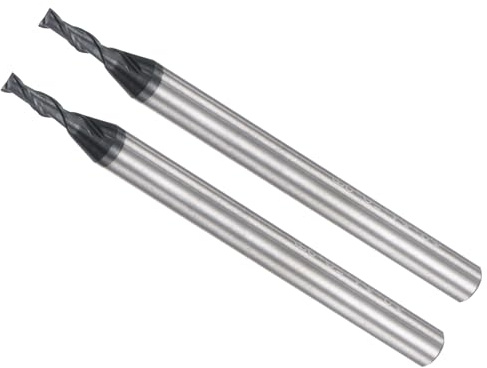CoCud 2 Pièces Fraises à Bout Carré 2mm x 6mm de Coupe Queue de 4mm | Revêtues d'AlTiN, Carbure P05 à 2 Flûtes pour Fraiseuse CNC