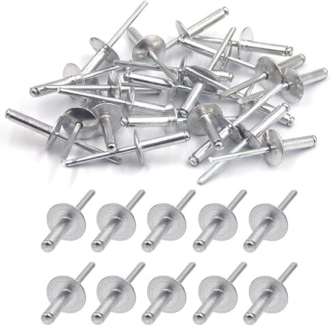 100 Stück Aluminium Blindnieten Großflansch 4,8x20mm mit Stahldorn | Großer Flansch für stabile Befestigung, geeignet für Metallbleche Reparaturen und DIY Arbeiten