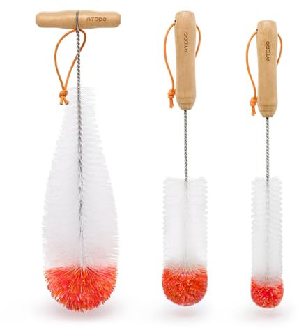 ATDDO Goupillon Bouteille Compatible avec Sodastream, Lot de 3 Brosse de Nettoyage, Long Ecouvillon Nettoyage Verre Biberon Vin Carafe