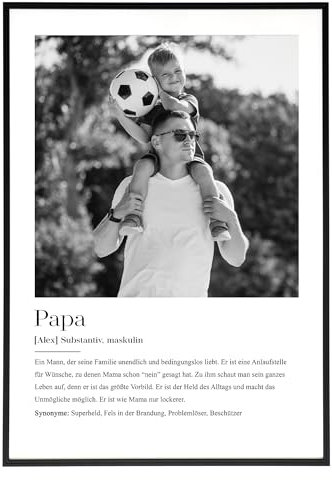 HEI Print Papa Geschenk zum Geburtstag - Geburtstagsgeschenk für Vater, Vatertagsgeschgenk, personalisiertes Poster mit Definition, ohne Rahmen (Art Deco) (Papa)