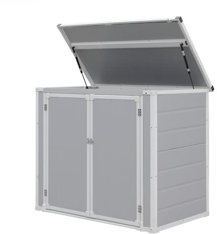Panana Plastic Garden Storage Shed Outdoor Storage Includes Plastic Floor, Strong Structure House Tool Shed Utility Chest Shed Box (D21-139 x 70x 104cm)