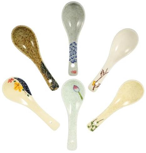 MAGICLULU 6 Pezzi Cucchiaio giapponese ramen giapponese cucchiai coreani sale cucchiaio da minestra in ceramica cucchiaio da minestra giapponese stile cinese cucchiaio di porridge stoviglie