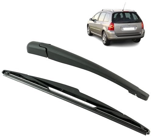 Brazo limpiaparabrisas trasero compatible para Peugeot 307 SW (2001-2007) con escobilla trasera (parabrisas trasero)