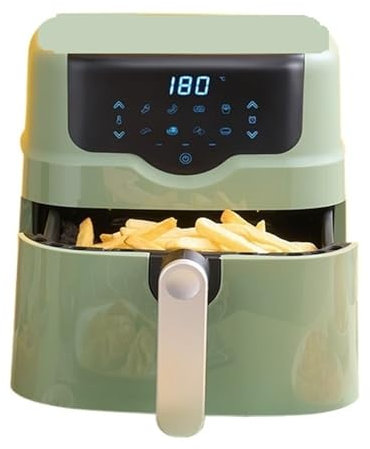 Food essentials and family helpers Smart Air Fryer Oil Free Electric Fryer Air Frying Pan Oven Large Capacity Frying Pan 4.5L Smart assistant Enjoy life (Color : Green, Size : SINGLE TANK_4.5L_UK)