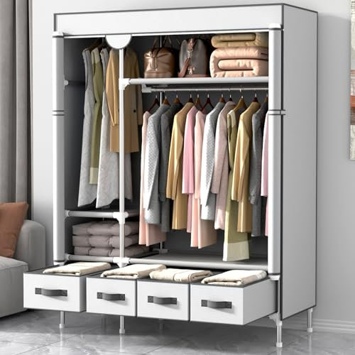 Anmas Power Kleiderschrank,Stoffschrank,Stoffschrank mit Schubladen