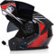 ZHTBATE Motorrad-Bluetooth-Helm, Kabelloses Bluetooth-Kommunikationssystem, Modularer Voll Klapphelm Integrierte Bluetooth-Motorradhelme Mit Anti-Fog-Doppelvisier ECE-geprüfte