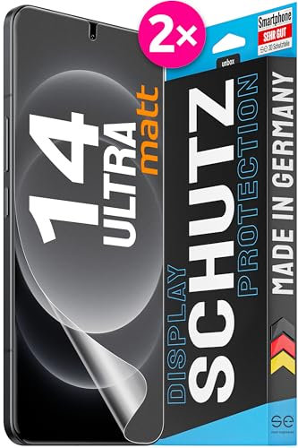 2x se® 3D SCHUTZFOLIE Entspiegelt für Xiaomi 14 Ultra,Anti-Staub, 100% Fingerabdruck & FaceID kompatibel, einfache blasenfreie Installation, Ultra-Klar, Stoß-Kratzfest, aus Deutschland