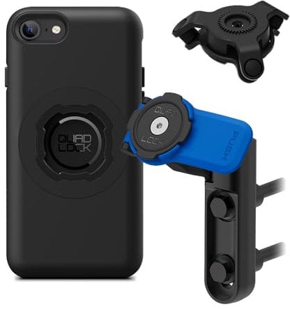 Quad Lock Motorcycle Brake Clutch Phone Mount Kit with Vibration Dampener and iPhone SE (3rd / 2nd Gen) & 8/7 MAG Case