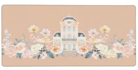 Rosa Alfombrilla Ratón, Mousepad casas Grande Raton Gaming Alfombrilla XXl 900x300x3mm, Alfombrilla Escritorio con Base de Goma Antideslizante Bordes Cosidos para para Jugadores, PC Portátil N1-200