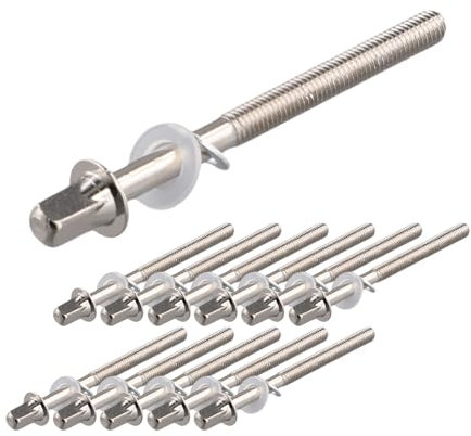 Feriany 12 Stück Trommelspannstangen Spannschrauben Bassdrum Schrauben Set Bass Snare Drum Zubehör Drum Hardware M5x60MM