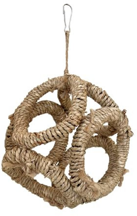 Haiki Vogelschaukel aus natürlichem Stroh, Vogelsitzstange, Ringe für Papageien, Schaukel, Käfigspielzeug, Astschaukel, Kratzer, Sitzstange