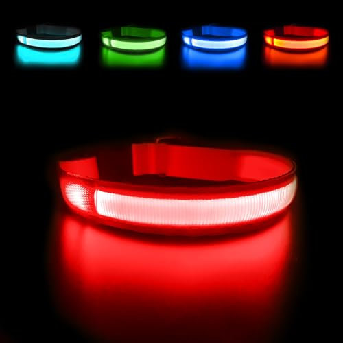 MASBRILL Leuchthalsband Hund, Hundehalsband Leuchtend Aufladbar USB-C, LED Halsband für Hunde Einstellbare Wasserdicht, Halsband Hund Leuchtend 3 Lichtmodi für Kleine Mittlere Große Hunde(Rot S)