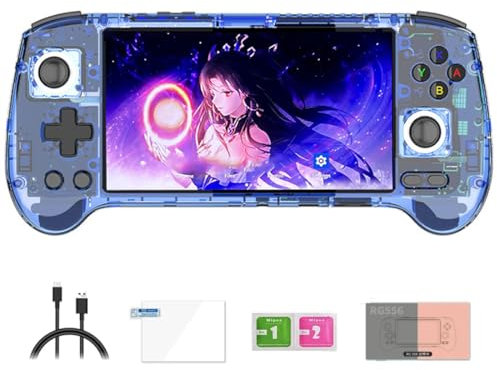 RG556 - Console da gioco in stile retrò, 5,48 pollici, schermo touch AMOLED, Unisoc T820, Android 13, lettore di videogiochi per adulti, bambini e ragazzi (4 + 128 G)