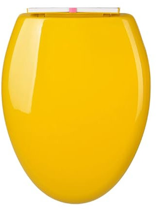 Brigtviee Toilettendeckel, Wc Sitz, Klodeckel Mit Absenkautomatik,Abnehmbare Klobrille,Wc Brille, Duroplast,36cm*47cm,V Form Farbiger Toilettensitz Mit Verstellbaren Scharnieren,Gelb
