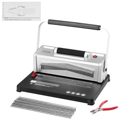 VEVOR Coil Spiral Binding Machine, Manual Book Maker with Electric Binding, 46-Holes Binding 500 Sheets Punch Binder, with 100pcs 5/16'' Coil Binding Spines, for Letter Size, A4, A5