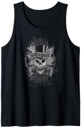 Guns 'N' Roses Faded Skull and Pistols Grunge Graphic Tank Top