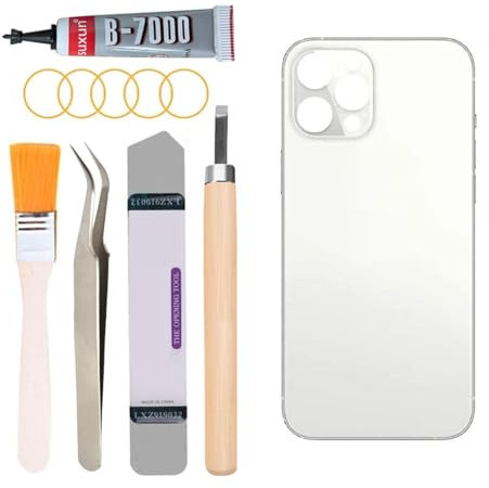 Yuntunele Cubiertas traseras de cristal de repuesto compatibles con iPhone 13 Pro Max todos los operadores con kits de herramientas de reparación (blanco)