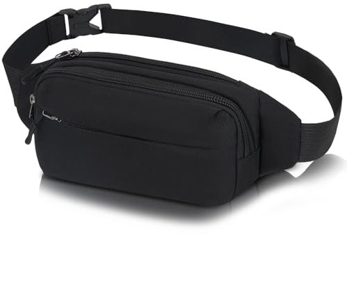 Bauchtasche Gürteltasche für Herren Damen Hüfttasche Sport Wasserdicht Stylisch Hip Bum Waist Fanny Pack für Outdoor Reise Wandern Hundetraining (Schwarz-A)