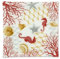 Excelsa Coral Vassoio in Vetro Decorato, 30x30 cm, Motivo Marino con Coralli e Conchiglie