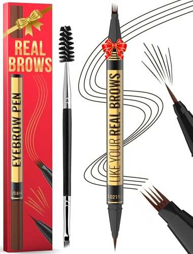 Vevivia Beauty Eyebrow Pen - Microblading eyebrow pencil with Micro-Fork Tip & Precision Tip for Natural Brows, Eyebrow Pencils for Women, Dual-Ended Brow Brush, Waterproof, Black Brown
