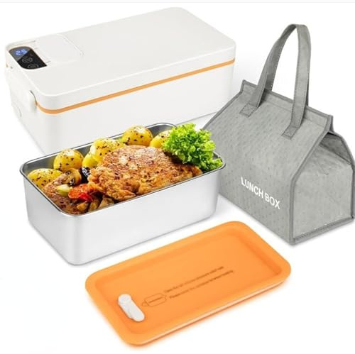 SuhoFutus Elektrische Lunchbox, Lunchboxen mit USB-Akku-Heizfunktion, 1 L Wärmebox für Speisen, 40W Heatsbox, Tragbare Lunchbox mit Isolierter Tasche, für Büro und Reisen