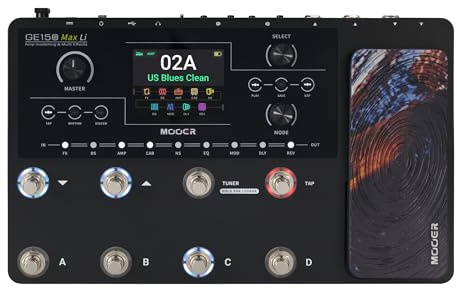 MOOER GE150 Max Li Battery Powered Guitar Amp Modelling Multi Effects 8-Footswitch Floor Guitar FX Processor with XLR stereo output, OTG Audio Recording, CTRL Mode, Flexible Stage Pedal