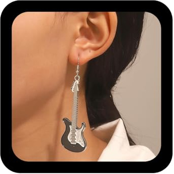 Enautoabs Punk Gitarre Ohrring Schwarz Gitarre Ohrring Bass Gitarre Ohrringe Vintage Punk Musik Gitarren Ohrringe Schmuck Für Frauen