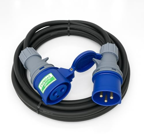 32A 3 Pin Single Phase Extension Lead 10 Metre – 4mm² H07RN-F Heavy Duty Rubber Cable – 230–240V IEC 60309 2P+E Blue – IP44 Splashproof Industrial Grade – PAT Tested