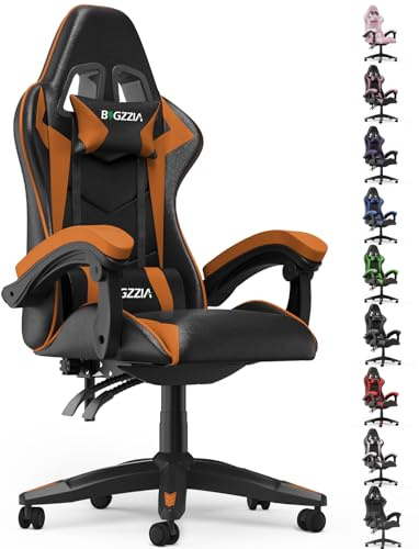 bigzzia Chaise de Jeu, Chaise de Bureau, pivotante et Robuste, Design Ergonomique avec Coussin et Support Dorsal inclinable