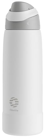Fjbottle Botella Agua Acero Inoxidable 1L, Térmica con Botón y Funda | 24 h frío, apertura con un botón y cierre hermético; apta para lavavajillas, con funda de silicona y cepillo.