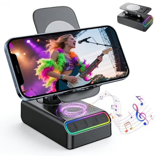 Support de téléphone portable avec haut-parleur Bluetooth : cadeaux pour hommes, support de téléphone portable avec haut-parleur, mode de détection automatique lisible, support de chargeur de