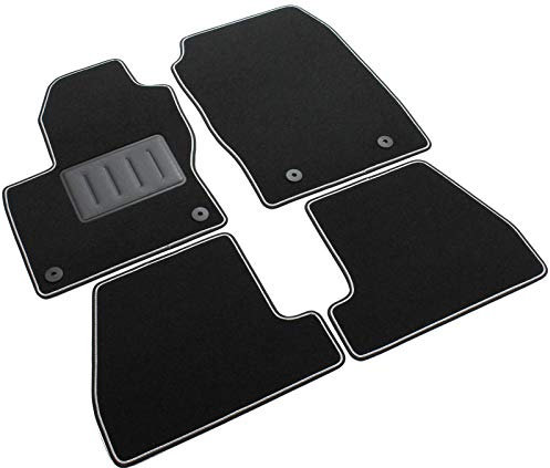 Das Teppich Auto, sprint01305, Fußmatten Teppiche Schwarz rutschfest, verstärkter Rand, zweifarbig, Absatzschoner aus Gummi, Focus III 2011 > 2015 Facelift 2015 >.