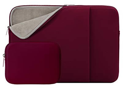 RAINYEAR 15,6 Zoll Laptop Hülle Tasche weiches Flauschiges Futter Cover Tragetasche mit Fronttasche & Zubehörtasche, kompatibel mit 15,6 Zoll Notebook Computer Chromebook(Rot)