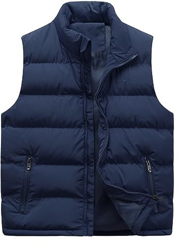 Allthemen Doudoune Gilet Homme Veste Matelassée Hiver Manteau Sans Manches | Duvet Chaud Légèr,Étanche Coupevent,Epais,Poches,Matelassé Fermeture,Col Montant Outdoor,Couleur Uni,Slim Fit,Formal Casual