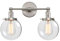 Phansthy Vintage Wandleuchte industrie Wandlampe 2 Flaming Klarglas Wandbeleuchtung,Loft-Wandlampe Retro Design Spiegelleuchte Schlafzimmerleuchte Küchenwandleuchte (Gebürsteter Edelstahl Farbe)
