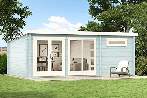 Poolhouse - Abri de Jardin Atrium-E en Bois de la Marque Carlsson | abri de Jardin et de Loisirs | Chalet de Jardin | Rectangle, Construction en madriers, cabane de Jardin, Toit monopente, épaisse