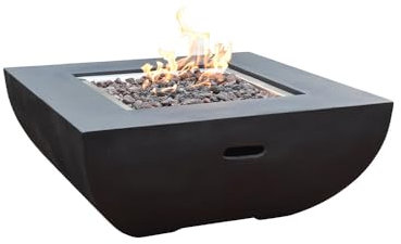 Aurora Fire Table Outdoor Fire Pit 34 x 34 Cast Concrete Firepit Includes Lava Rocks 45,000 BTUs Outdoor Fireplace for Patio Furniture Set, Deck, Porch, Outdoor Heater - Natural Gas