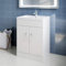 ELEGANT Premium Vanity Sink Unit with Vitreous Basin, Floor Standing Vantiy Cabinet with Sink, White Matte Painted Bathroom Vanity Storage with 2 Shelves, 595mm