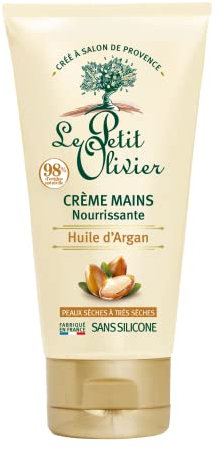 LE PETIT OLIVIER - Crème Mains Nourrissante - Huile d'Argan - Adoucit, Régénère & Nourrit - Peaux Sèches À Très Sèches - 98% D'Origine Naturelle - Sans Silicone - Fabriqué en France - 75 ml