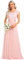 Ever-Pretty Dentelle Robe de Soirée Longue Femme Taille Empire en Mousseline Demoiselle d'honneur Élégante Rose 38