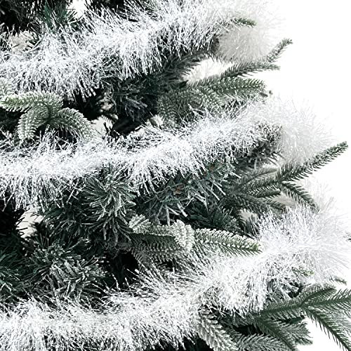 10 m / 32.8 ft Christmas Tinsel Garland, Long Xmas Garland Decorations Metallic Tinsel Strands Christmas Tree Boa Hanging Decoration for Christmas Home Decorations Wreath Wedding Party (White)