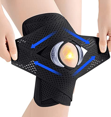 ProWaves Kniebandage Männer Damen mit Seitenstabilisatoren Patella Kniebandage Orthopädische Kniebandage Meniskus Kniestütze für Meniskusriss Knieschmerzen Sport Arthritis Erholung Einstellbar XL
