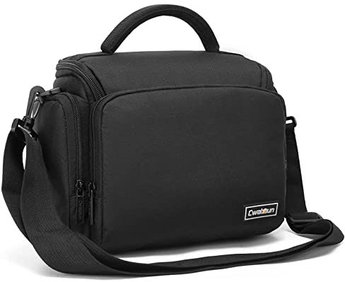 Cwatcun Kameratasche,SLR Fototasche,Kamera Tasche zum Umhängen kompatibel für Canon Nikon Sony SLR/DSLR Kamera Objektive und Zubehör Wasserdicht,Groß, Schwarz