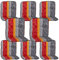 NYVI Niedriglehner Auflagen Hawaii 8er Set - 96x47 cm Grau Rot Gelb Ranke - Gartenmöbel Auflage mit 5 cm Polster und Gummi-Halteband