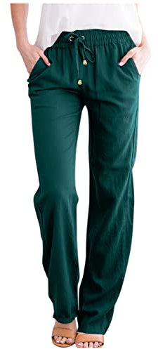 RMBLYfeiye Hosen Damen Elegant Paperbag Hose Damen Cargo Hosen Frauen Einfarbiges High Waist Anzughose Mit Taschen Elastische Taille Tunnelzug Business Hose Schnittschutzhose