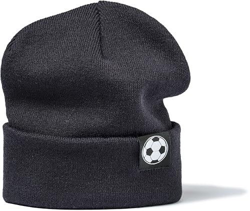 minifan Mütze für Kinder: Fußball - Kinder-Strickmütze für Fussballspieler Trainingsmütze Wintermütze Beanie Junge und Mädchen Geschenk (Navy)