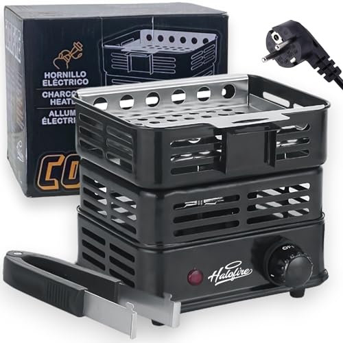 Halofire - Hornillo Eléctrico Coalfire 1000W: Encendedor Profesional de Carbón Natural para Cachimba Shisha con Doble Resistencia de Alta Potencia - Ideal para Hostelería y Profesionales - Portátil